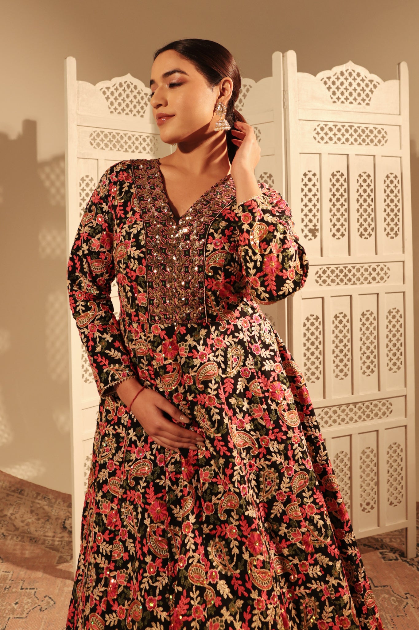 Georgette Aari Work Gown